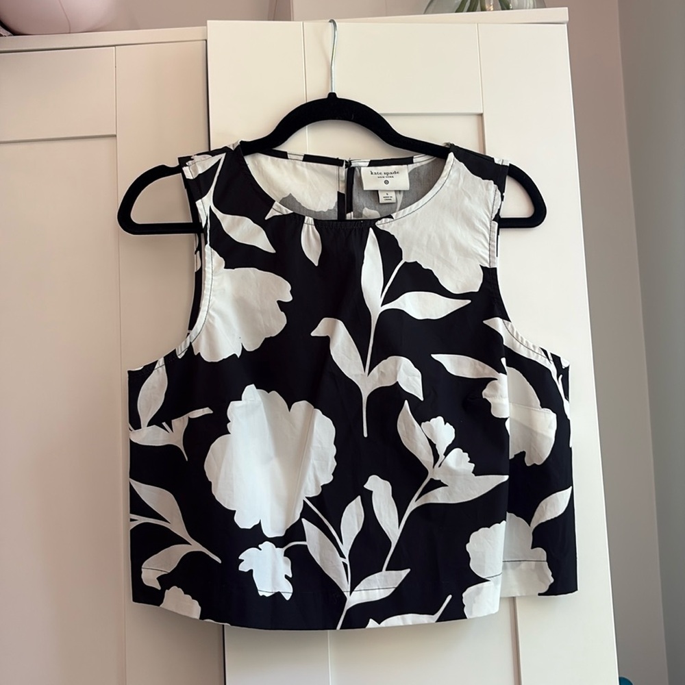 kate spade Black and White Floral Sleeveless Blouse